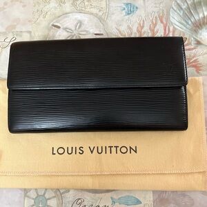 Louis Vuitton Black Epi Long Wallet